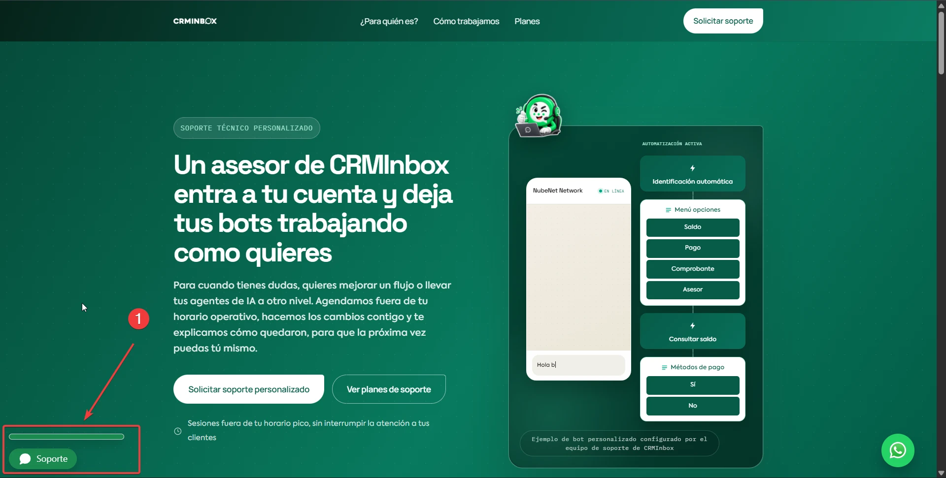 Burbuja de Webchat 